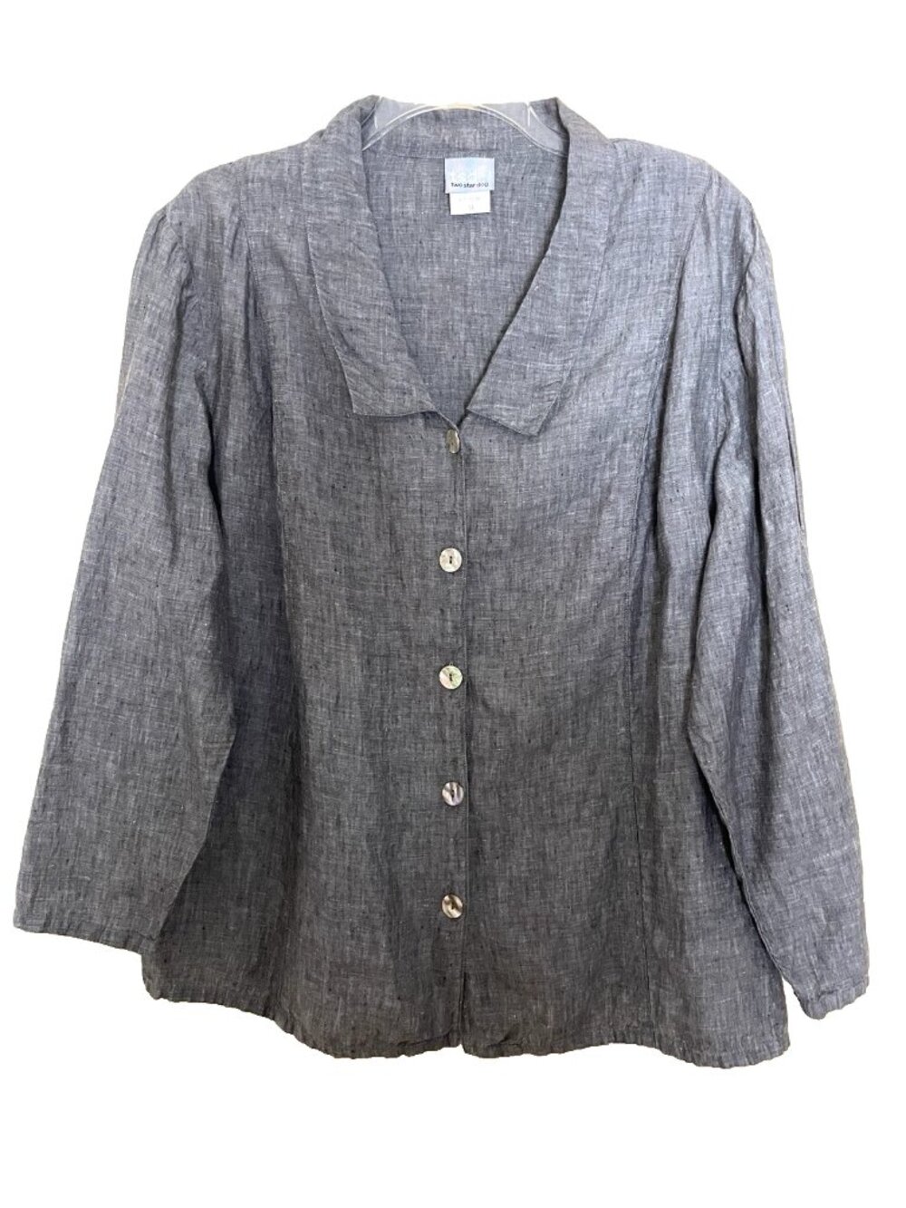 Two Star Dog Women Jacket 3X Linen Blend Button Front Lagenlook Minimalist Artsy